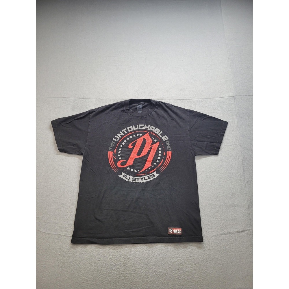 AJ Styles Shirt Mens XL Black‎ WWE Wrestling The Untouchable One Authentic Tee